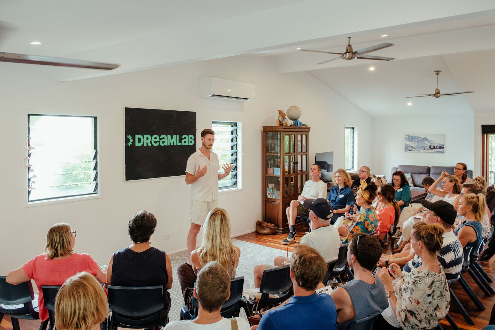 Mat Bankes speaking in front of a seated audience at Your Dream Lab
